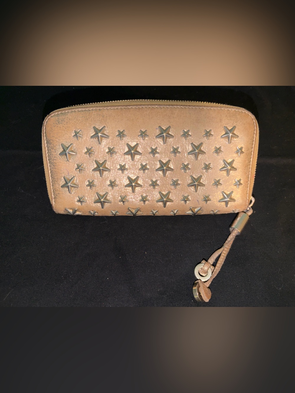Jimmy Choo Brown Star-Stud Zip Wallet